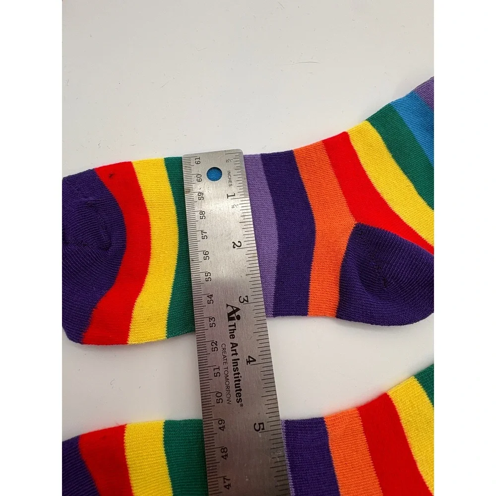 Rainbow Striped Thigh High Socks One Size NIB Kpop Jpop Cosplay Anime Idol